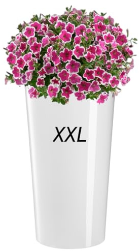 MELTOM Blomkruka rund högglans smal blomkruka med avtagbar insats storlek XXL/D x H: 40 x 75 cm vit