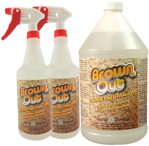 Quality Chemical Brown Out Carpet Stain Remover/Carpet Cleaner Solution for Machine/Carpet Cleaning Solution/Carpet Clean/Rug Cleaner Solution/Carpet Shampoo Cleaner/Rug Shampoo - 128 oz (Combo)