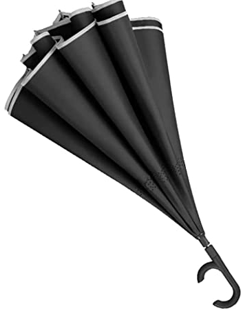 WWAGO Regenschirm Stark Regenschirme Auto Open Inverted Dach Windschutz Golf Regenschirm Mit C-förmiger Griff Umgekehrter Regenschirm Mit Sicherem Reflektierenden Streifen Schirm Geschenk