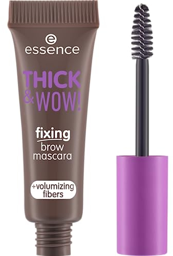 essence THICK & WOW! fixing brow mascara, Augenbrauengel, Nr. 02, Braun, volumengebend, fixierend, vegan, ohne Mikroplastikpartikel, Nanopartikel frei, ohne Parfüm, 3er Pack (3x6ml)