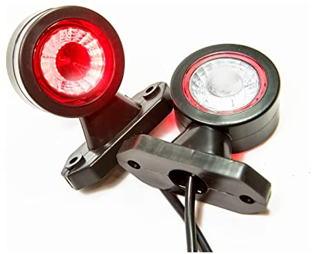 Web Truck 2 x Gummi Begrenzungsleuchte Seitenleuchte Positionsleuchte 12V 24V, 2 Farben: weiß, rot, für LKW PKW Anhänger, Trailer, Abschleppwagen Wohnwagen usw