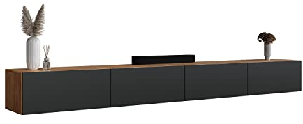 Planetmöbel West TV-Schrank, Fernsehtisch 280 cm lang, TV-Board hängend oder stehend, Fernsehschrank für Wohnzimmer, 2X TV Möbel 37,8 x 140 x 30 cm, Gold Eiche anthrazit