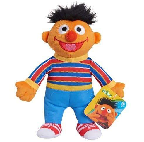 Sesame Street Friends 8-inch Ernie Sustainable Plush Stuffed Toy, Kids Toys for Ages 18 Month by Just Play