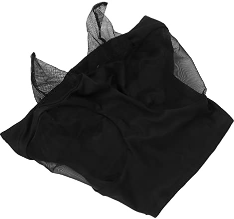 Maschera Antimosche in Rete per Cavalli, Maschera Antimosche Cavallo, Maschera Antizanzare Traspirante, Protezione per Le Orecchie per Fienile (Nero)