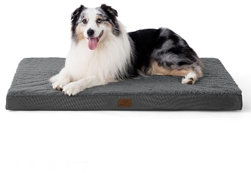 Bedsure Panier Chien Déhoussable Lavable Coussin, 104x74 cm Gris