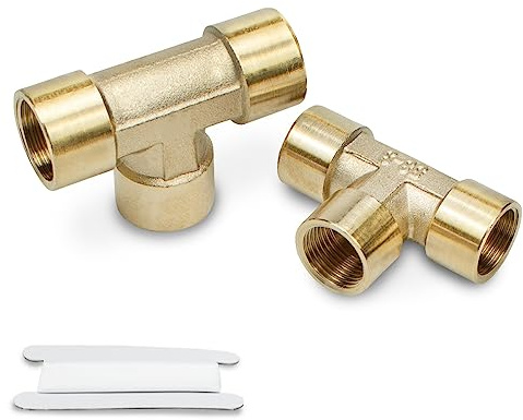 Bwintech 2 Stück 1/4 Innengewinde BSP 3 Wege Verbinder Messing Tee Innengewinde Rohrverschraubungen