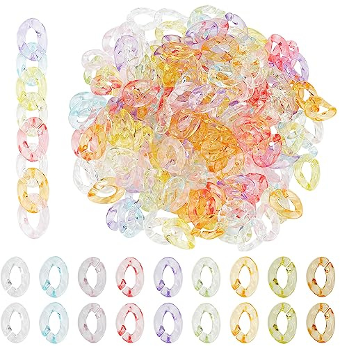 PandaHall PH 240 Stück Verbindungsringe Aus Acryl 8 Farben Transparente Schnellverbindungs Verbindungsstücke Gedrehte Ovale Offene Verbindungsringe Für DIY Armbänder Geldbörsen Brillen Jeans
