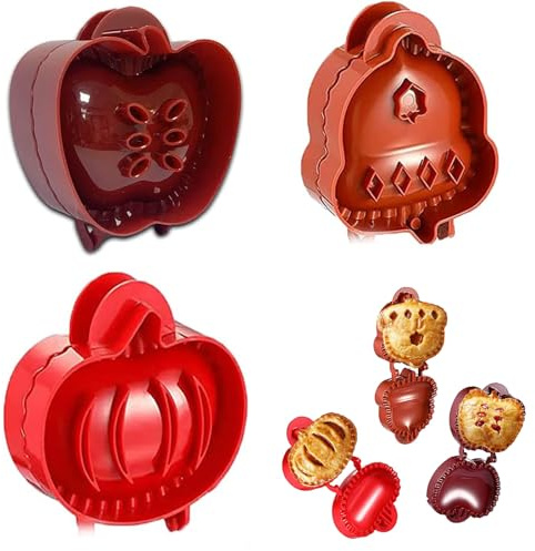 Weihnachtliche One-Press Hand Pie Maker, 3 Stück Weihnachten Keksformen Hand Pie Maker Festlich Niedlich Mini Pie Maker für Party Gebäck Backen (B)