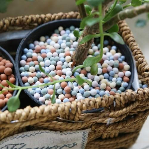 Zimoer 500g 7-8 mm Ceramsite Decorazione da Giardinaggio, Particelle di Ceramica Colorate Terreno del Giardino Organico Ciottoli di Argilla per Piante, Mini Ciottoli di Argilla Idroponica