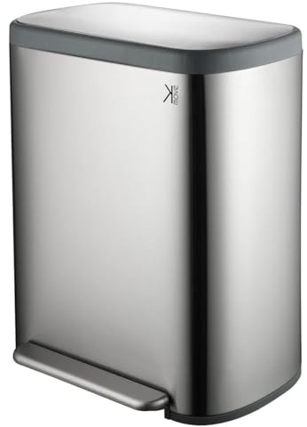 KITCHEN MOVE Poubelle de cuisine à pédale tri sélectif recyclage 60L(30L+30L) EMPIRE en acier Inox brossé avec seau