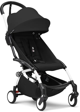 Cochecito Stokke YOYO3 a partir de 6 meses - Incluye chasis blanco / cojín de asiento negro + dosel - Se pliega y despliega en un instante - Ligero y compacto - Compatible con equipaje de mano