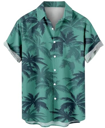 Generic Hawaiian Floral Shirts for Men - Blue, Spring/Summer, Short Sleeve, Button Down, Floral Pattern, Size M