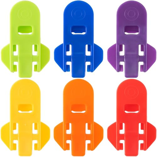 Pndeyo 6pcs Manual Soda Beer Can Opener, Pop Beverage Can Cover Lid Protector, Plastic Drink Shields for Picnics Barbecues Camping Music Festival- Yellow & Purple & Orange & Blue & Red & Green