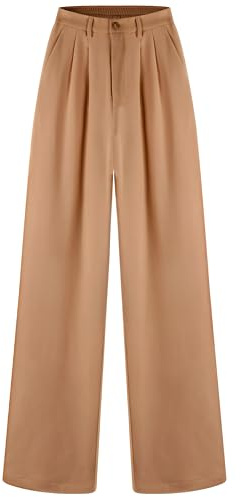 Tronjori Pantalon habillé Taille Haute décontracté à Jambe Droite pour Femme Pantalon de Travail Pantalon de Costume Pantalon de Costume Ceinture élastique dans Le Dos