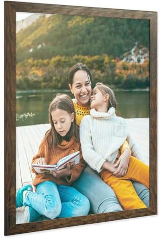 PHOTOLINI Bilderrahmen 40x50 Holz MDF Eiche Dunkel, breiter Bilderrahmen 50x40 mit bruchsicherem Acrylglas, Rahmen 40x50 zum Aufhängen & Zubehör - Picture Frames für Ihre stilvolle Wanddekoration