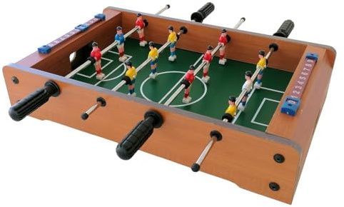 Glac Store Mini Calcio Balilla da Tavolo in Legno Robusto, Salvaspazio, con Segnapunti e 2 Palloni