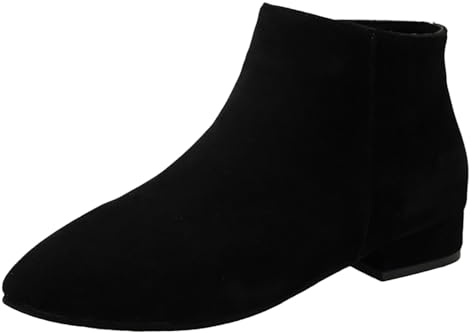 Ankle Boots for Women | Flat Heel Pointed Toe Short Boots Low Heel Outdoor Walking Winter Boots Black Ankle Boots for Women Chelsea Ankle Boots for Ladies Suede Boots Side Zipper Boots