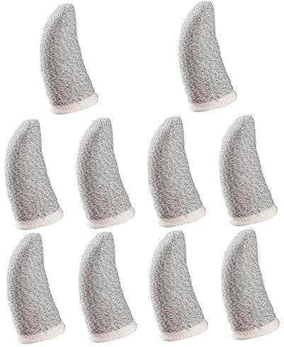 Ipetboom 10 Pcs Silver Fiber Finger Sleeves Anti-sweat Breathable Elastic Finger Cots for Mobile Game Use, Providing Comfortable and Dexterous Coordination Protection