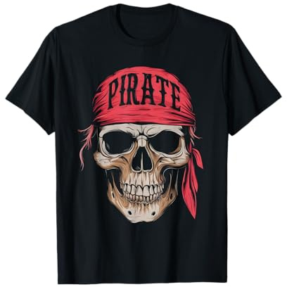 Piraten Schädel mit einem roten Bandana T-Shirt