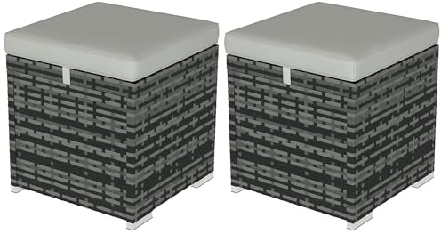 Outsunny Lot de 2 Tabourets avec Rangement 40 x 40 x 41 cm Gris Clair