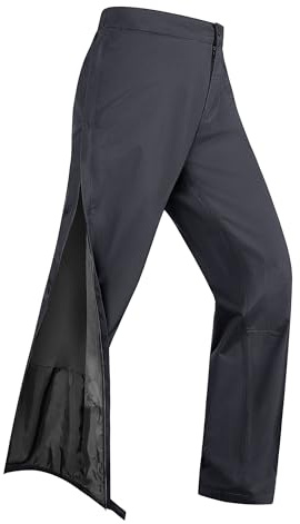 33,000ft Pantalon de pluie imperméable pour femme avec zip complet, pantalon de randonnée respirant, vélo, coupe-vent, pantalon de plein air avec poches, gris foncé, 38