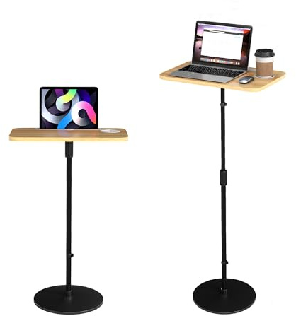 bimiti Stehpult Höhenverstellbarer, 70-135 cm Adjustable Standing Desk mit Kartenschlitze und Becherhalter, 18,7in×11,6in Laptoptisch Höhenverstellbar für Laptop, Projektor Büro Studie Arbeit