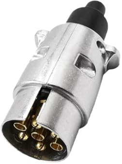 Ciieeo Adaptateur de Remorque Transfert de Signal Électronique 12v 7 Broches en Alliage D'aluminium Argenté et Alimentation pour Camion pour Prise Européenne