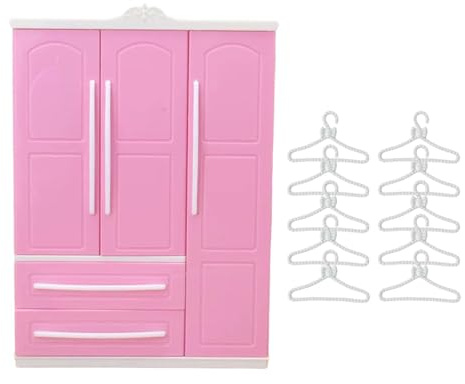 Milageto Armadio Guardaroba apribile per Bambole, mobili per Bambole, Regalo di Compleanno Decorativo, cassetto apribile, Regali di con gruccia, Style B