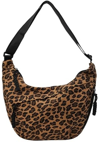 Generisch Borsa a tracolla da donna a mezzaluna, in nylon, con tracolla regolabile, grande capacità, per viaggi, lavoro, università