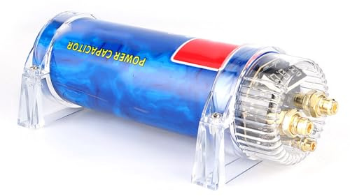 Tomvorks Amplificateur de Condensateur de Puissance Audio ACCESSORATION AUTO, Couleur Bleue, pour les Pièces Automobiles Modifiées, avec Affichage Numérique, Instructions D'installation