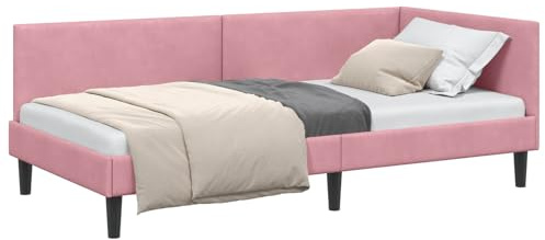 vidaXL Estructura de Cama en Esquina Rosa 90 cm x 200 cm Terciopelo