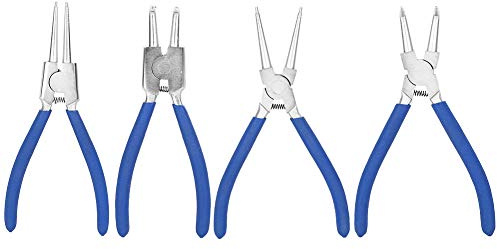 4 Piezas Juego Alicates Circlip, Juego de Alicates para Anillos de Seguridad de 7 Pulgadas, Profesional Alicates para Anillos Elásticos para Seguridad internos y Externos