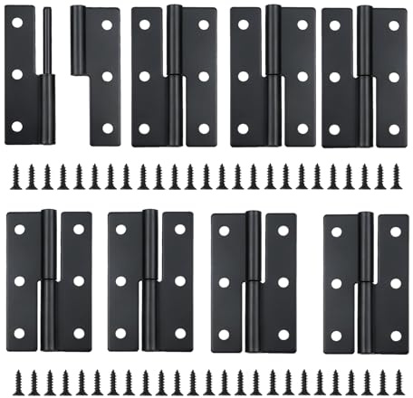 UCFBWO 8 Stück Scharniere Klappbar Edelstahl Abnehmbares Scharnier 62x37mm | Abnehmbare Türscharnier mit 50 Stück Schrauben Türscharniere für Holztüren Schränke Außen Innen