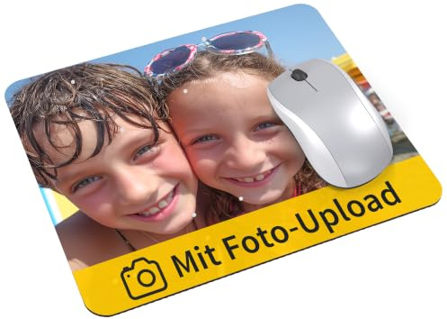 druck.de Persönliches Mauspad 24,2x20,2cm - Fotoupload Text - rutschfest | Mauspad personalisierbar mit Foto und Text, 24.2x20.2cm, Mousepad fürs Büro, rutschfeste Unterseite
