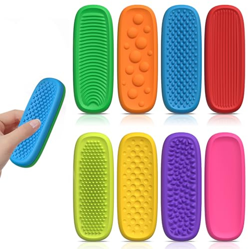 8 Stück Silikon Fidget Toys Stressabbau Spielzeug mit Saugnapf für Erwachsene Kinder Sensorik Fidget zur Angstbewältigung Konzentrationshilfe Sinnliches Finger Massage Tool