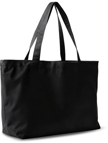 Luabue Baumwolltasche Große 51 x 17 x 37 cm Stoffbeutel zum Bemalen | Geräumige Tragetasche Einkaufstasche Strandtasche Handtasche mit Innentasche und Reißverschluss