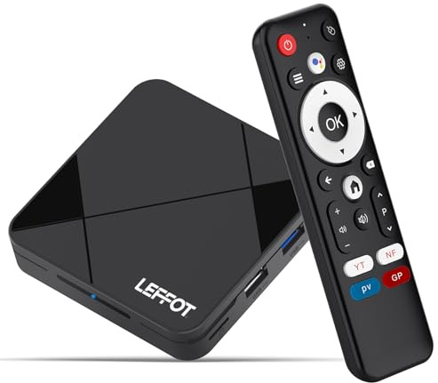 Android 14.0 TV Box 2026, LEFFOT 4K Ultra HD Streaming Box, 2GB RAM 16GB ROM, Unterstützung Sprachsteuerung, 2.4G/5G WiFi 6, BT 5.4, USB 3.0, 100M Ethernet, HDR10, RK3518 Quad-Core A53