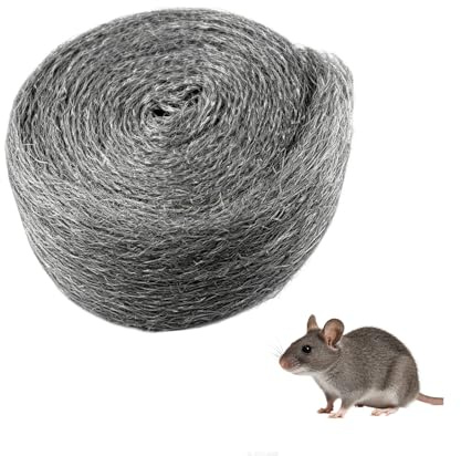 Steel Wool Wire Wool Roll,3 Metre Grey Coarse Metal Filler for Rat Mouse Rodent Pest Deterrent Control,Gap Hole Plug Blocker Mesh for Indoor Outdoor Garden Wall,Heavy Duty Mice Proof Steel Wool Pad