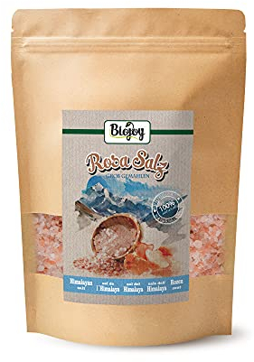 Biojoy Sel Rose de l'Himalaya cristaux (1 kg), naturelle, sel 2-5mm pour moulin, Salt Range Pakistan