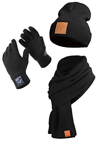 Winter Kombi Set - Schal, Mütze & Handschuhe, 3teiliges Kombiset aus Strickschal, Beanie und Winterhandschuhe, 3 in 1 (Manufaktur13/M13)
