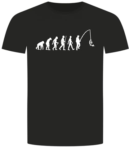 Evolution Angeln T-Shirt - Angler Angel Fischen Fisch Hecht Zander Schwarz XL