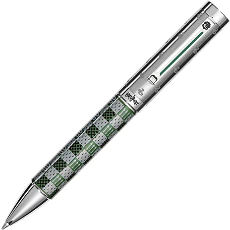 Montegrappa Harry Potter Slytherin Kugelschreiber aus Edelstahl, mit Slytherin Logo, in der Farbe Grün/Grau, mit Dreh-Mechanik, Maße: 14.1 x 1.48 cm, 65 g, ISHPRBST