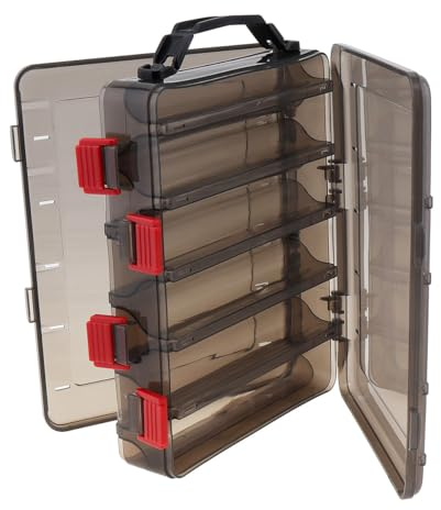 OriGlam Aufbewahrungsbox für Angelköder, Aufbewahrungsboxen für Angelzubehör, doppelseitig, 10 Fächer, wasserdicht, Aufbewahrungsboxen für Weste, Fliegenfischen