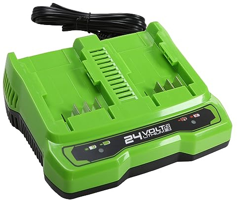 Greenworks G24X2UC4 24V 4A Double Charger Battery Charger for Garden and Power Tools - Charges 4Ah Battery in 40 Minutes, Battery Charger for All 24 V Batteries