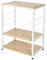 eSituro Estantería de Cocina con 4 Ganchos y 3 Estantes, Multifuncional Estante Almacenamiento de Organizador para Microondas Plantas, Metal+MDF, 60x40x82 cm, Roble Claro+Blanco