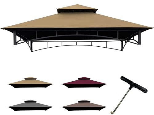 CoastShade 8 x 5 Grillpavillon, doppelstöckig, Ersatzdach für den Außenbereich, Grillpavillon, Zelt, Dachplatte (Khaki)