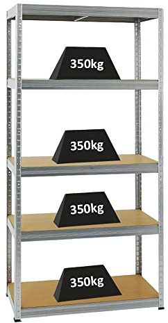 PROREGAL Schwerlastregal Slim Elephant Verzinkt 180x90x45cm Fachlast 350kg Kellerregal, Steckregal, Garagenregal, Lagerregal