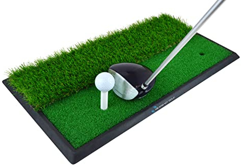 ME AND MY GOLF Tappetino da golf doppio tappeto erboso – include video didattici di allenamento, nero