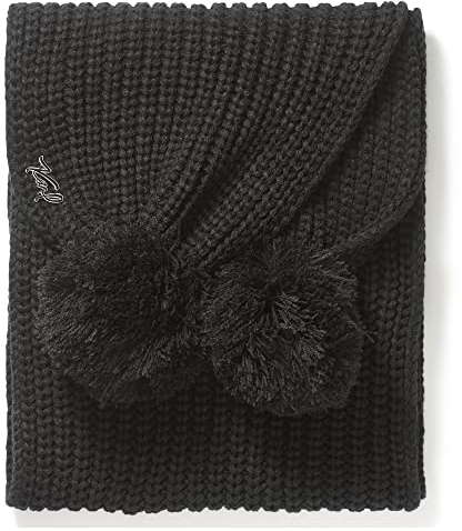 KARL LAGERFELD Damen Double Pom Knit Scarf Schal, Schwarz, Einheitsgröße