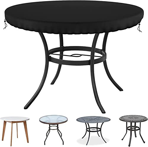 Cubierta de Mesa de jardín Redonda, Cubierta de Muebles de jardín al Aire Libre,Cubierta de jardín Redonda Ajustada,Cubierta de Mesa de Patio Impermeable a Prueba de rasgaduras 600D, diámetro 140cm…